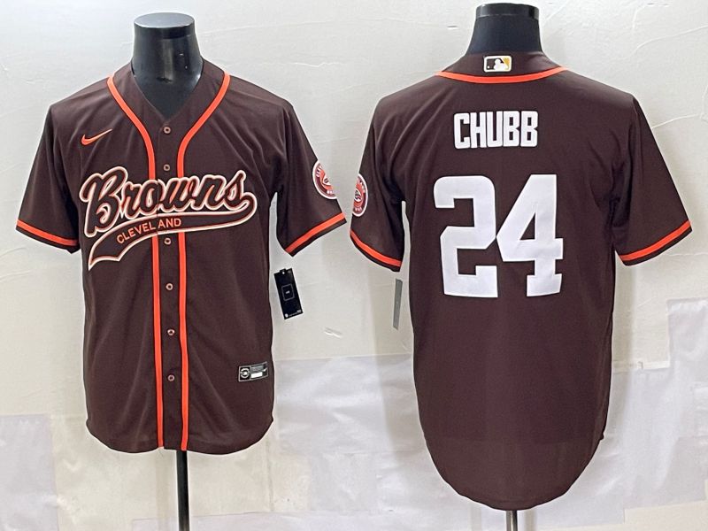 Men 2025 Cleveland Browns #24 Chubb Brown Joint Name Nike Limited NFL Jersey style 1->cleveland browns->NFL Jersey